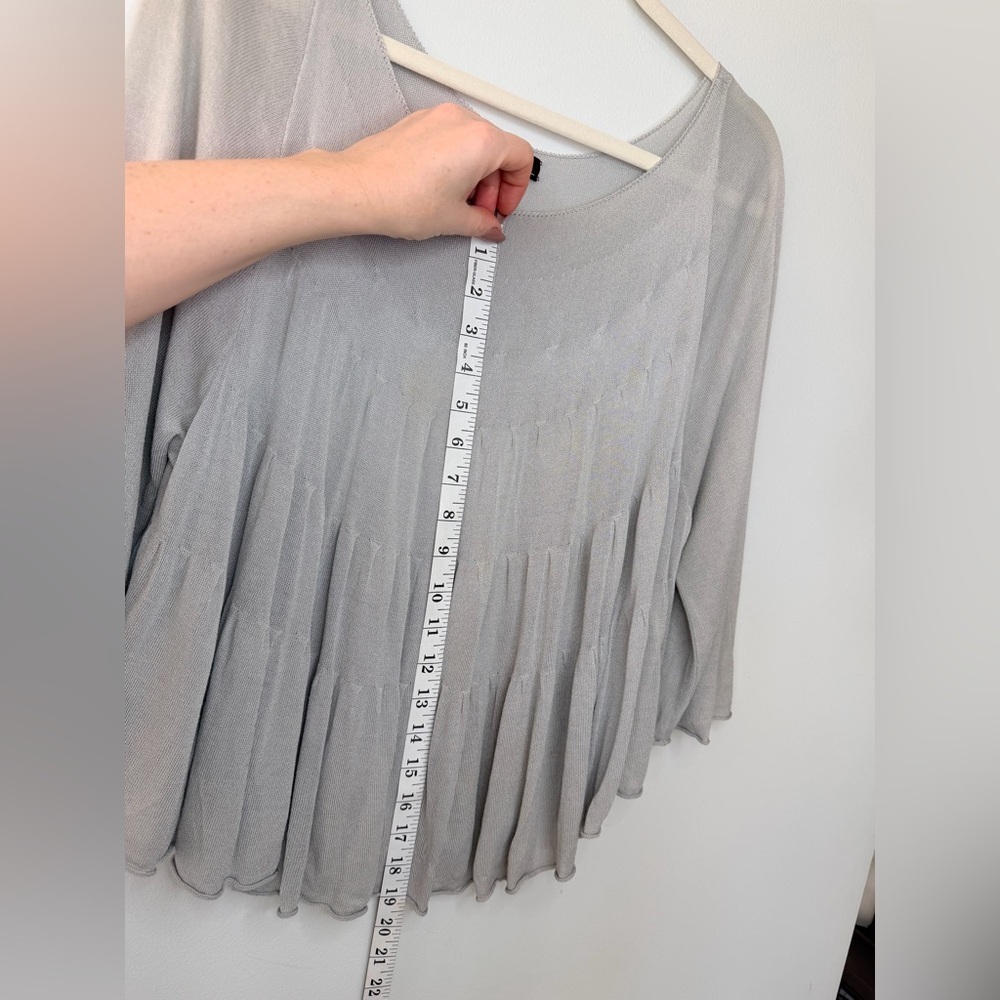 LINE Flowy Mesh Blouse – Grey – Size S – Elegant Draped Top - Picture 8 of 17
